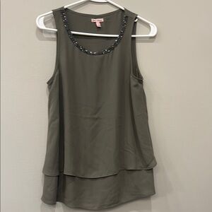 Juicy Couture Green Embellished Tiered Sleeveless Tank Top